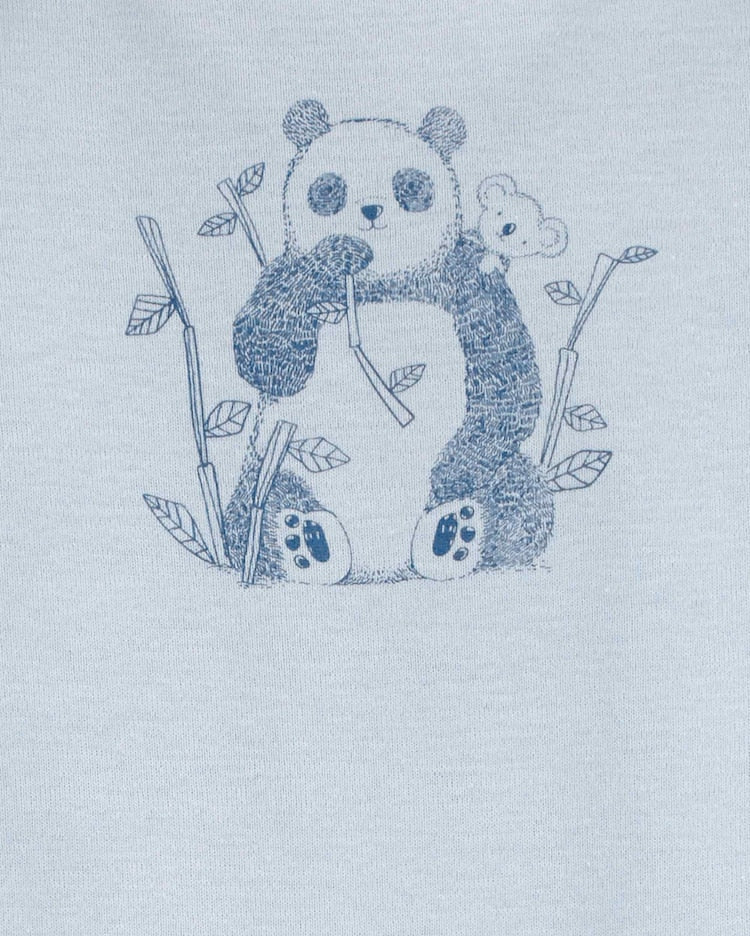 Kit body bebê 5 peças ombros transpassados panda multicor - Imagem 5