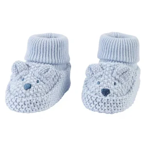 Pantufa bebê de punho dobrado azul |