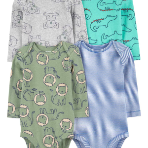 Kit body bebê 4 peças leão e jacaré multicor |