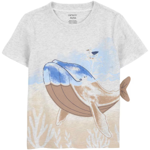 Camiseta infantil mescla baleia interativa cinza |