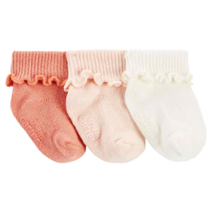 Kit meia bebê 3 pares punho canelado ripple multicor | Carter's