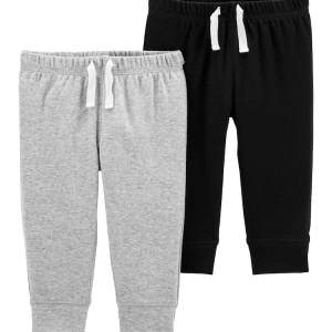 Kit Calça Bebê 2 Peças Cinza Mescla/Preto Tam RN a 24 Meses