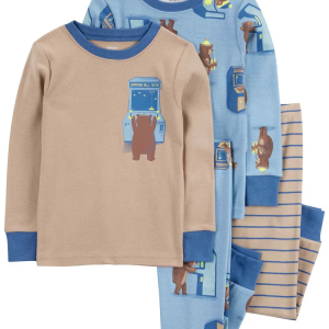Pijama longo bebê 4 peças listrado fliperama multicor |