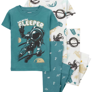 Pijama longo infantil 4 peças manga curta galactic sleeper multicor |