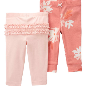 Kit calça bebê 2 peças babados rosa | Carter's