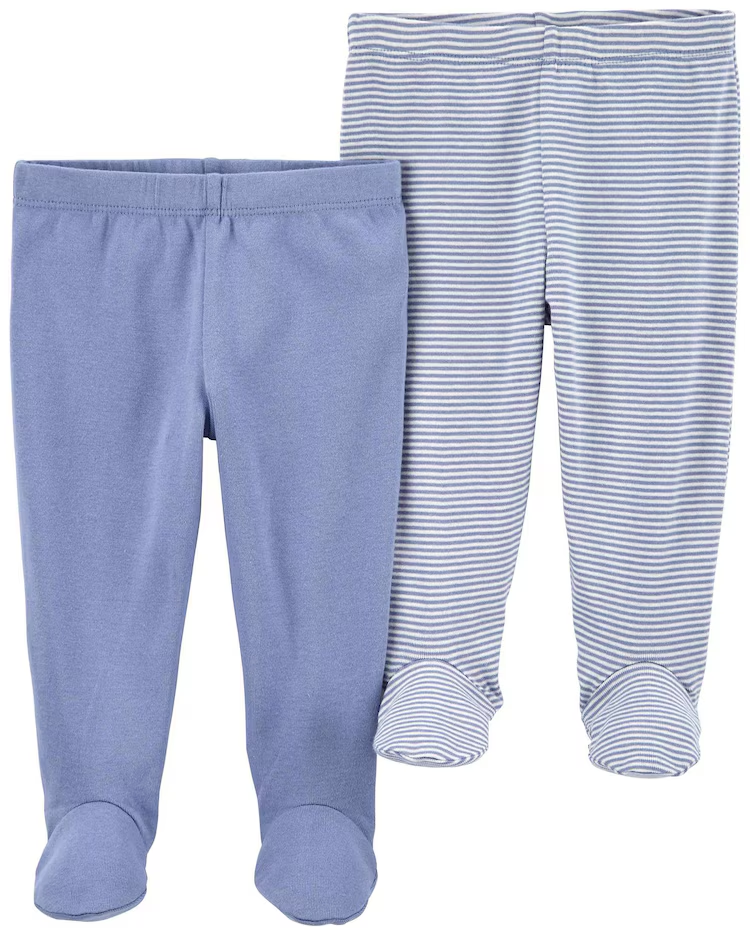 Kit calça bebê 2 peças cós elástico lisa e listrado multicor |
