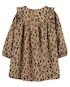 Vestido infantil evasê manga longa oncinha marrom | - Imagem 2