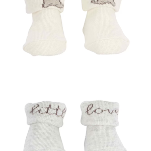 Kit meia bebê 2 pares elefante e lettering multicor |