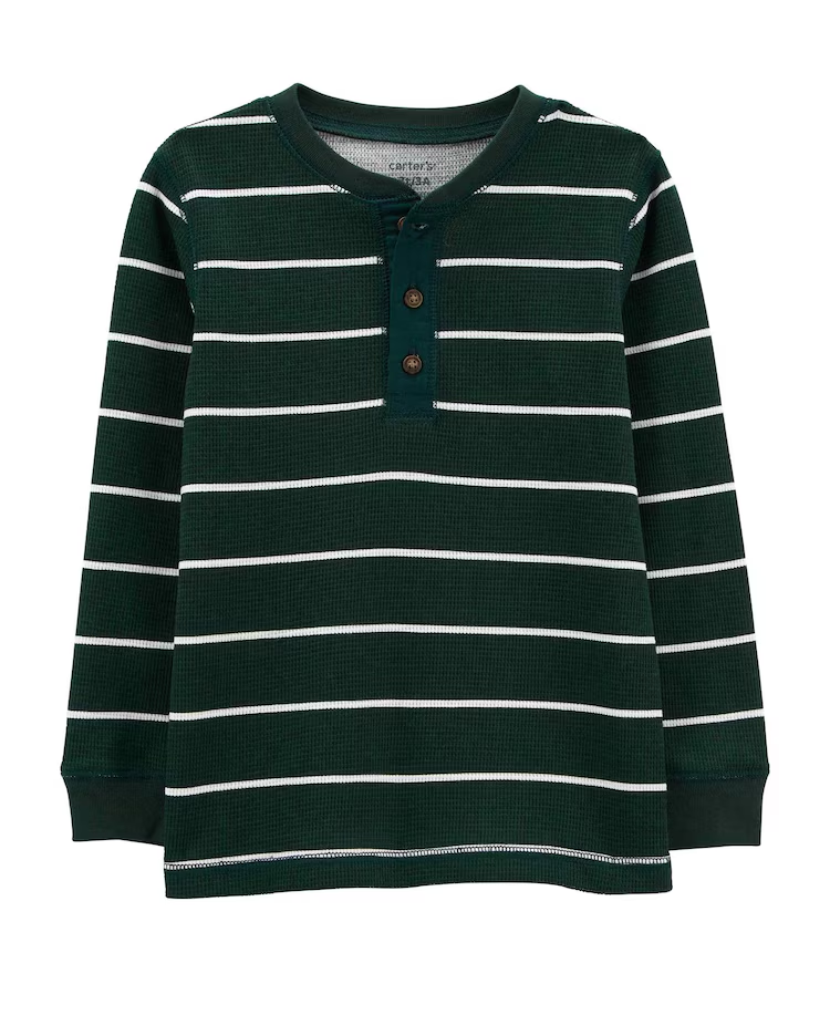 Camiseta infantil listrada manga longa verde |